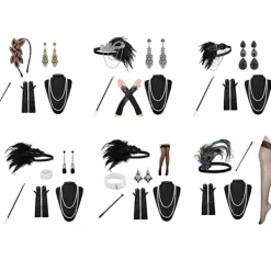 Jettbuying 1920-talet lapper Costume Pannband Halsband Handske Armband Gatsby M Onesize><noscript><img width=
