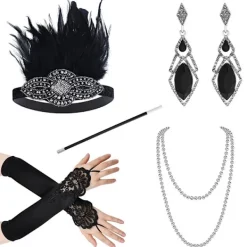 Jettbuying 1920-talet Flapper Costume Pannand Halsand Handske Armand Gatsy M Onesize> Tillbehör