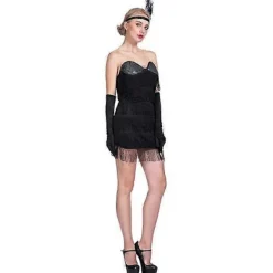 20-talets Retro Kvinnor Sexig Svart Flapper Klänning Cosplay Halloween Kostym Vuxen Modern Dam Karneval Bal Maskeradklänning S> Dräkter