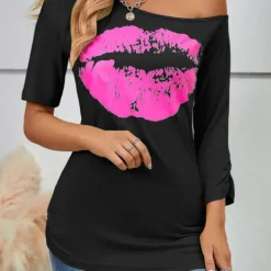 80-tals & 90-tals outfit för kvinnor, T-shirt, benvärmare, klänning, örhängen, armband, handskar Svart S S><noscript><img width=