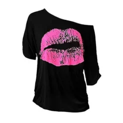 80-tals & 90-tals outfit för kvinnor, T-shirt, benvärmare, klänning, örhängen, armband, handskar Svart S Svart S> Dräkter