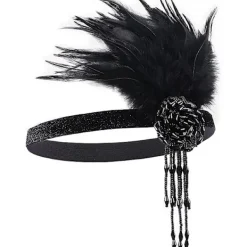 1920-tals accessoarer set kostym fjäder pannband örhängen handskar> Tillbehör