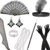 1920-tals Dam Flapper Accessoarer Retro Gatsby Kostym Accessoarer Set 20-tals Flapper Pannband Pärlhalsband Armband Örhängen Handskar -NMAOV( C)> Tillbehör