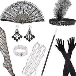 1920-tals Dam Flapper Accessoarer Retro Gatsby Kostym Accessoarer Set 20-tals Flapper Pannband Pärlhalsband Armband Örhängen Handskar -NMAOV( C)> Tillbehör