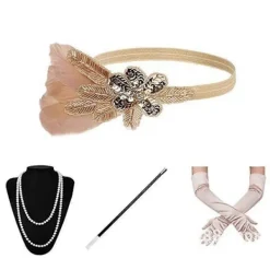 1920-tals Flapper Accessoarer Gatsby Kostym Accessoar Set 20-tals Flapper Pannband Pärlhalsband Örhängen Handskar för Kvinnor> Tillbehör