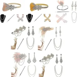 1920-tals Flapper Accessoarer Gatsby Kostym Accessoar Set 20-tals Flapper Pannband Pärlhalsband Örhängen Handskar för Kvinnor> Tillbehör