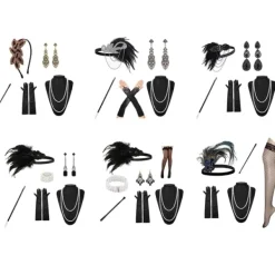 1920-tals lapper Kostym Pannband Halsband Handskar Armband Gatsby M Onesize Onesize><noscript><img width=