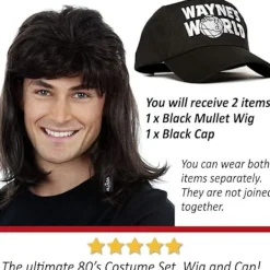 80-tals heavy metal rock peruk med hatt kostymset. Herrkläder W> Peruker