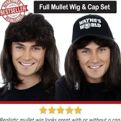 80-tals heavy metal rock peruk med hatt kostymset. Herrkläder W><noscript><img width=