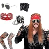 1980-tals Metal Rocker Rockstar Rock N Roll Kostym 70-tal 80-tal Festtillbehör Set Hårband Tatuering Manschetter Handskar Punk Armband (6 stycken)> Tillbehör