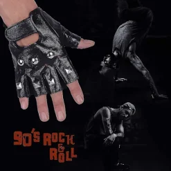 1980-tals Metal Rocker Rockstar Rock N Roll Kostym 70-tal 80-tal Festtillbehör Set Hårband Tatuering Manschetter Handskar Punk Armband (6 stycken)><noscript><img width=