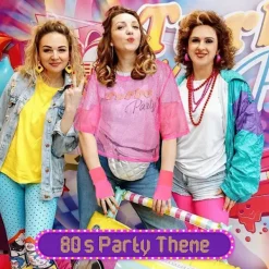 80-tals Neon Festkläder Kostymtillbehör Set, 1980-tals Retro Temafest Dekoration Outfit för Kvinnor Flickor One size><noscript><img width=