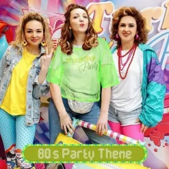 80-tals Neon Party Outfit Kostymtillehör Set, 1980-tals Retro Temafest Dekoration Outfit för Kvinnor Flickor 1PCS><noscript><img width=