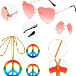60-talsdräkt dam, hippie damklänningsset, 70-tals disco halloween-outfits, hippiekläder damdräkt, 60-tals klädtillbehör L><noscript><img width=