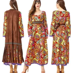 60-talsdräkt dam, hippie damklänningsset, 70-tals disco halloween-outfits, hippiekläder damdräkt, 60-tals klädtillbehör[qb] L><noscript><img width=