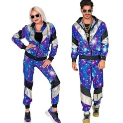 80-talsdräkt Par Retro Träningsoverall Set 90-tals Hip Hop Skaloverallsfestklänning För Män Kvinnor Halloween-kläder 2XL><noscript><img width=