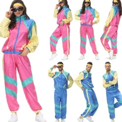 80-talskostym Retro träningsoverall Hip Hop kostym fest för män kvinnor M><noscript><img width=