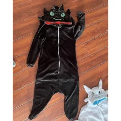 Tandlös Drake Vit Svart Onesie Vuxen Unisex Flanell Pyjamas Anime Cosplay Kostym Träna Din Nattdrake Sovkläder H 125 131*140cm> Dräkter