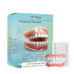 Tandprotes-kit, Funktionell Hemmagjord Tandprotes-kombination, Komplett Set med Övre och Nedre Falska Tänder, Förbättra Leendet, Ät & Drick 3PCS> Tillbehör