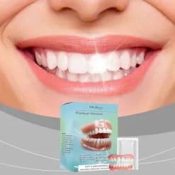 Tandprotes-kit, Funktionell Hemmagjord Tandprotes-kombination, Komplett Set med Övre och Nedre Falska Tänder, Förbättra Leendet, Ät & Drick 3PCS> Tillbehör