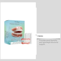 Tandprotes-kit, Funktionell Hemmagjord Tandprotes-kombination, Komplett Set med Övre och Nedre Falska Tänder, Förbättra Leendet, Ät & Drick 3PCS><noscript><img width=