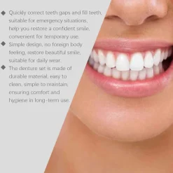 Tandprotes-kit, Funktionell Hemmagjord Tandprotes-kombination, Komplett Set med Övre och Nedre Falska Tänder, Förbättra Leendet, Ät & Drick 3PCS><noscript><img width=