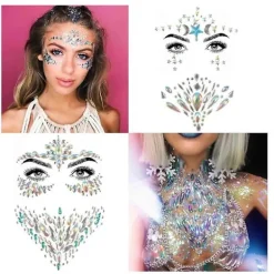Tatuering klistermärke set Halloween Luminous Facial Gem Tattoo klistermärke, Cosplay><noscript><img width=