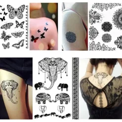 ORIGINAL OUTLET Tatueringsklistermärken Kvinnor Kroppskonst Sminkklistermärken Tillfälliga tatueringar (6 delar)> Smink