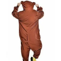 Tecknad djur onesie pyjamas barn brun apa flanell herr och dam performance kläder hemkläder (XL)> Dräkter