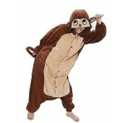 Tecknad djur onesie pyjamas barn brun apa flanell herr och dam performance kläder hemkläder (XL)><noscript><img width=