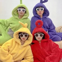Teletubbies Onesie Pyjamas Vuxen Tjock Korallfleece Röd -FS- M> Dräkter