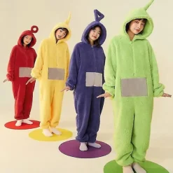 Teletubbies Onesie Pyjamas för Vuxna Tjock Korallfleece Lila Lila -FF- M><noscript><img width=