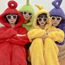 Teletubbies Onesie Pyjamas för Vuxna Tjock Korallfleece Lila Lila -FF- M><noscript><img width=