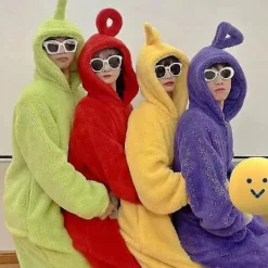 Teletubbies vuxen onepiece pyjamas jumpsuit för män och kvinnor unisex par hem kläder röd-Xin XL><noscript><img width=