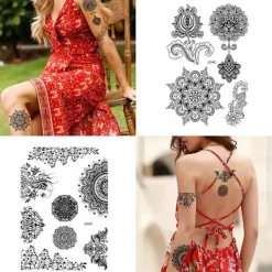 Temporary Tattoo Black Art Sticker Women Spets (6 delar)><noscript><img width=