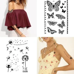 Temporary Tattoo Black Art Sticker Women Spets (6 delar)><noscript><img width=