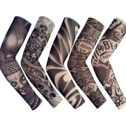 Temporär Fake Slip On Tatuering Arm Ärm Cykling Basket Solskydd Armband för Män och Kvinnor, 5-Pack> Smink
