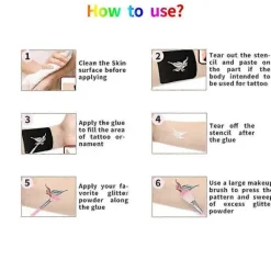 Temporär Glitter Tatuering Kit Kompatibelt med Barn, 24 Stora Glitterfärger Kroppsglitter Festival Party med 5 Penslar 2 Lim><noscript><img width=