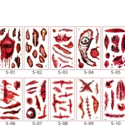 INF Temporära tatueringar för Halloween 10 ark> Smink