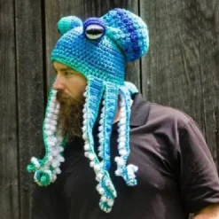 Tentakelhatt Handvävd bläckfiskhatt Jul Halloween Cosplay Purple Z X> Huvudbonader