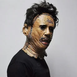 Texas Chainsaw Massacre Leatherface Mask i Latex - Skräckfilm Halloween Cosplay Kostymfest Evenemang Rekvisita Leksaker Karnevalsmask><noscript><img width=