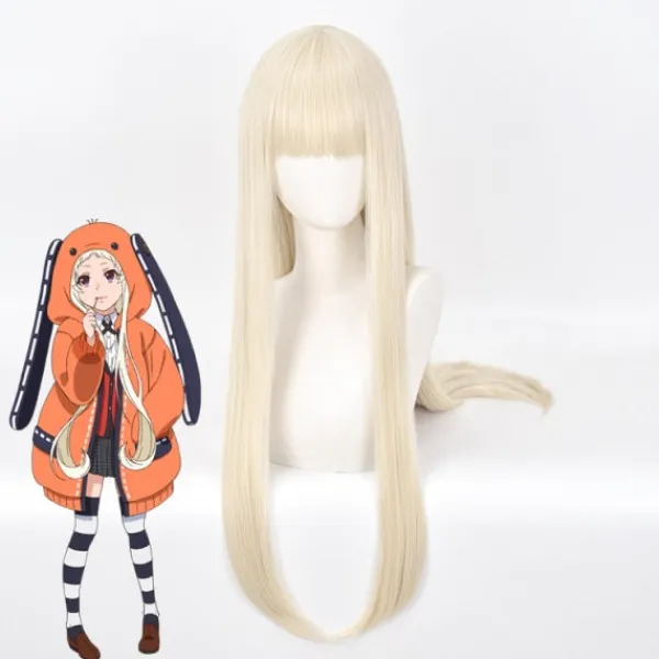 TG 80 cm Runa Yomozuki Kakegurui Loli Cosplay Peruk Cap Blekguld Anime> Peruker