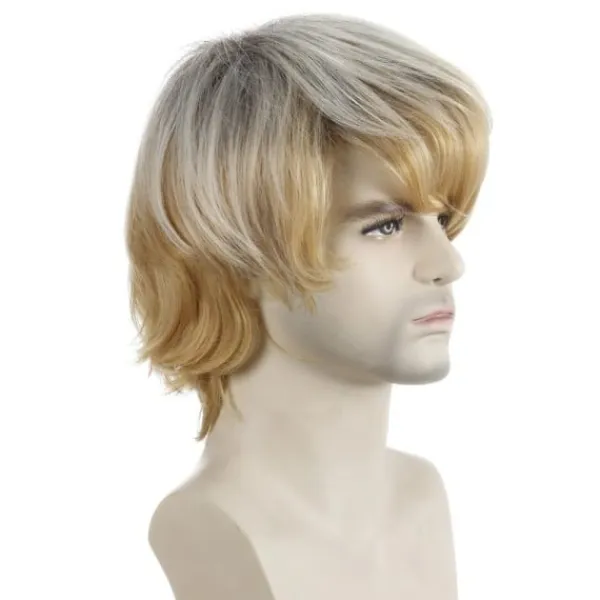 TG Herr Kort Ljusblond Peruk med Snedlugg-X74-> Peruker