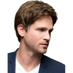 TG Herr Peruk Snygg Brun Kort Rak Peruk Lager Peruk Fest> Peruker