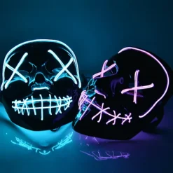 Delivast The Purge El Wire Halloween LED Mask Svart (Gul) 5-Pack> Masker