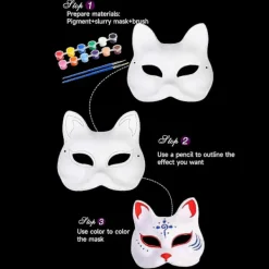 Therian Mask Kattmask, DIY Blanko Vita Papperskattmasker att Dekorera, Anpassningsbara Graffiti-färdiga Designer, Idealisk för Handmålning Cosplay Juni 6.15 | Fyndiq><noscript><img width=