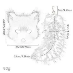 Therian Mask och Svans för Kvinnor Nyhet Cosplay Prop Maskerad Djurmask (Vit)> Tillbehör