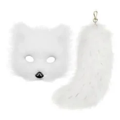 Therian Mask och Svans för Kvinnor Nyhet Cosplay Prop Maskerad Djurmask (Vit)><noscript><img width=