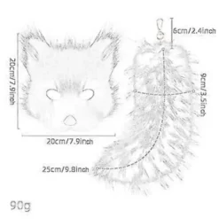 Therian Mask och Svans för Kvinnor Nyhet Cosplay Prop Maskerad Djurmask (Vit)> Tillbehör