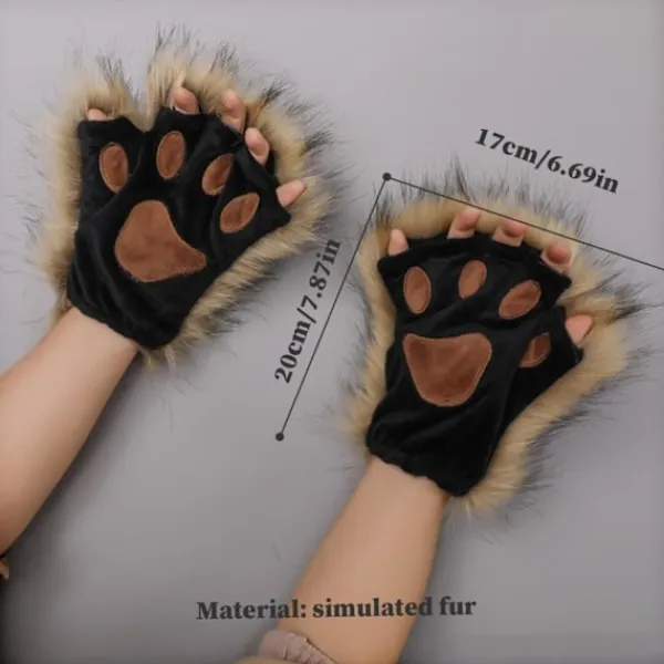 Therian Paws, Katt tass 1 Par Halvfinger Therian Paws Söta broderade päls tassar Dekorativa realistiska tasshandskar för barn vuxna cosplay scen, | Fyndiq> Tillbehör